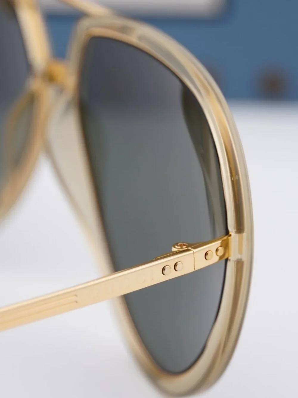 Gucci GG0904S 002 Aviator Sunglasses - Gold / Grey